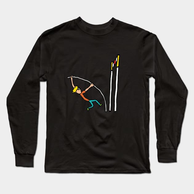 Pole Vaulting Long Sleeve T-Shirt by Mark Ewbie